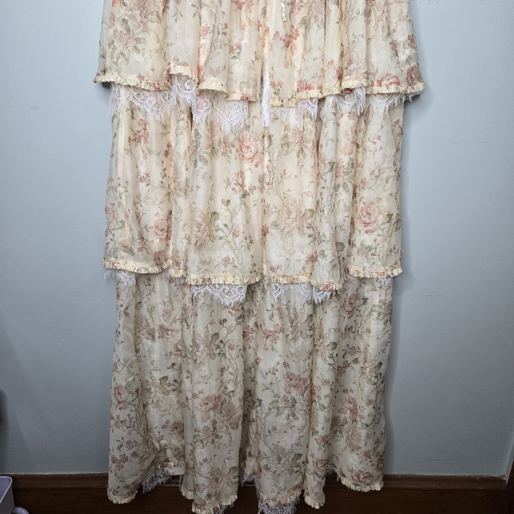 V. Chapman Floral Tiered Maxi Dress in Cream and Pink - Picture 8 of 16